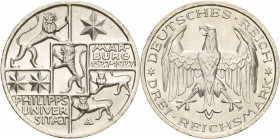 Gedenkausgaben
 3 Reichsmark 1927 A Marburg Jaeger 330 Stempelglanz