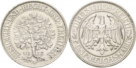 Gedenkausgaben
 5 Reichsmark 1928 A Eichbaum Jaeger 331 Randfehler, vorzüglich