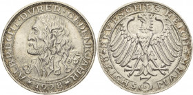 Gedenkausgaben
 3 Reichsmark 1928 D Dürer Jaeger 332 Min. Randfehler, fast prägefrisch/prägefrisch