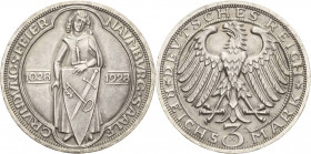 Gedenkausgaben
 3 Reichsmark 1928 A Naumburg Jaeger 333 Kl. Kratzer, vorzüglich-Stempelglanz