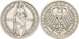 Gedenkausgaben
 3 Reichsmark 1928 A Naumburg Jaeger 333 Kl. Randfehler, vorzüglich-prägefrisch