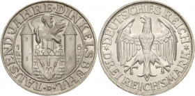 Gedenkausgaben
 3 Reichsmark 1928 D Dinkelsbühl Jaeger 334 Min. Randfehler, prägefrisch