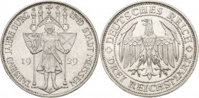 Gedenkausgaben
 3 Reichsmark 1929 E Meißen Jaeger 338 Fast vorzüglich/fast Stempelglanz