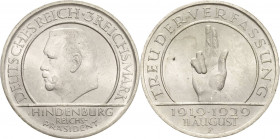 Gedenkausgaben
 3 Reichsmark 1929 F Verfassung Jaeger 340 Prägefrisch