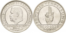 Gedenkausgaben
 5 Reichsmark 1929 D Verfassung Jaeger 341 Fast Stempelglanz