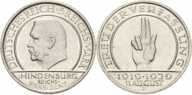 Gedenkausgaben
 5 Reichsmark 1929 D Verfassung Jaeger 341 Fast prägefrisch