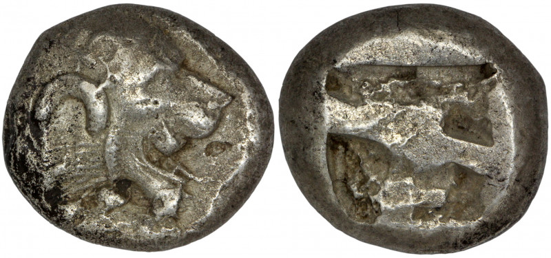 Caria, Rhodos, Lindos. Stater 515-475 BC.

Obv: Head of lion right with gaping...