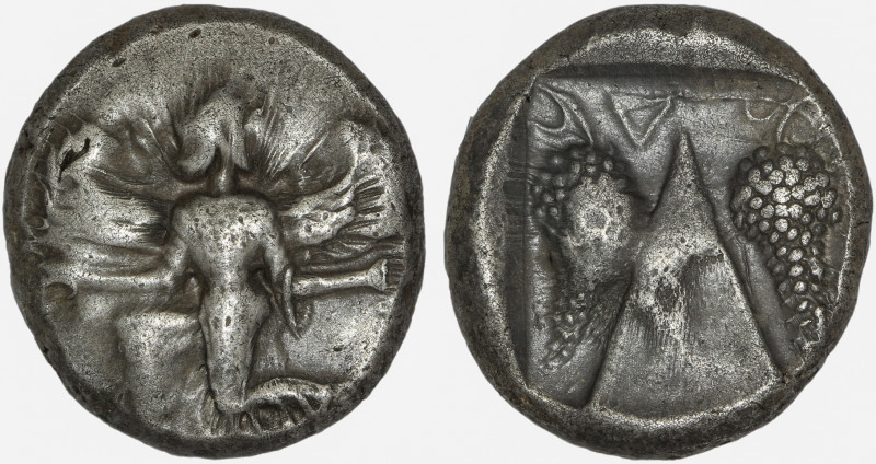 Caria. Kaunos, Stater. Circa 430-410 BC.

Obv: Winged female goddess moving to...