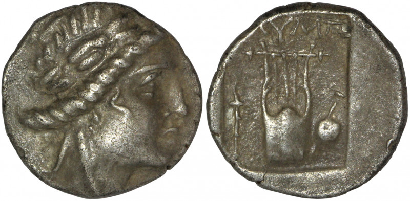 Dynasts of Lycia, Olympos, AR Hemidrachm. Circa 167-100 BC.

Obv: Laureate hea...