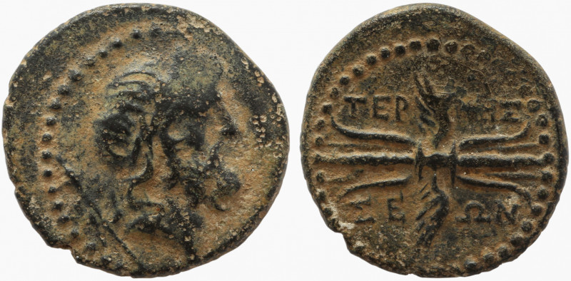 Dynasts of Lycia. Termessos Minor. AE. Circa 100-0 BC.

Obv: Laureate head of ...