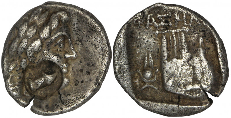 Dynasts of Lycia. Phaselis. AR Hemidrachm. Circa 167-88 BC.

Obv: Laureate hea...