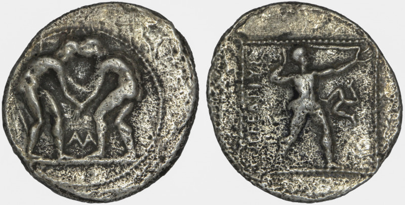 Pamphylia, Aspendos. AR Stater. Circa 380-325 BC.

Obv:Two wrestlers beginning...