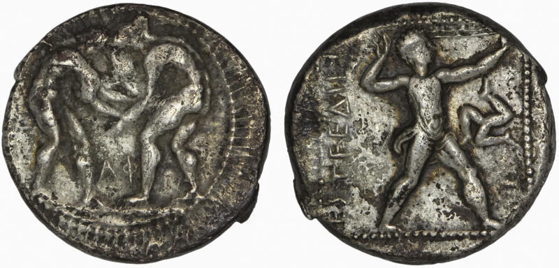 Pamphylia, Aspendos. AR Stater. Circa 380-325 BC.

Obv:Two wrestlers beginning...