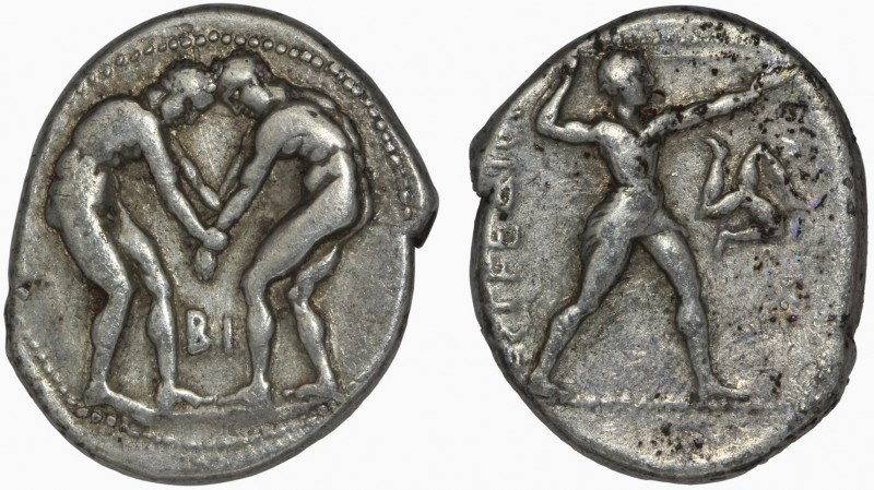 Pamphylia, Aspendos. AR Stater. Circa 380-325 BC.

Obv: Two wrestlers beginnin...
