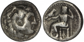 Kings of Macedon, Philip III Arrhidaios. 323-317 BC. AR Drachm. In the types of Alexander III. Magnesia.  Struck under Menander or Kleitos, circa 323-...