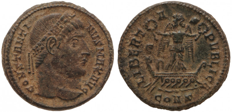 Constantine I BI Nummus. Constantinople, AD 327-328. 

Obv: CONSTANTINVS MAX AVG...