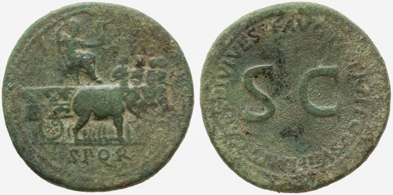 Divus Vespasian, AE Sestertius , Rome, struck under Titus, 80-81. 

Obv: DIVO AV...