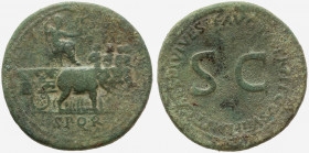 Divus Vespasian, AE Sestertius , Rome, struck under Titus, 80-81.