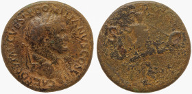 Domitian, as Caesar, Sestertius struck under Titus, Rome or an uncertain Balkanor Thracian mint, AD 80-81; AE.