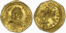 Justin II, 565-578. AV Tremissis , Constantinople.