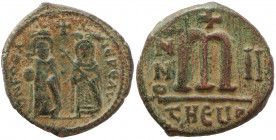 Phocas and Leontia. AE Follis or 40 nummi, Antioch, 603/4 (regnal year 2).