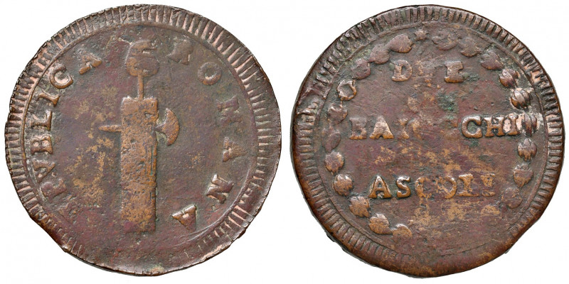 Ascoli. Repubblica Romana (1798-1799). Da 2 baiocchi AE gr. 15,33. Pagani 14a. M...