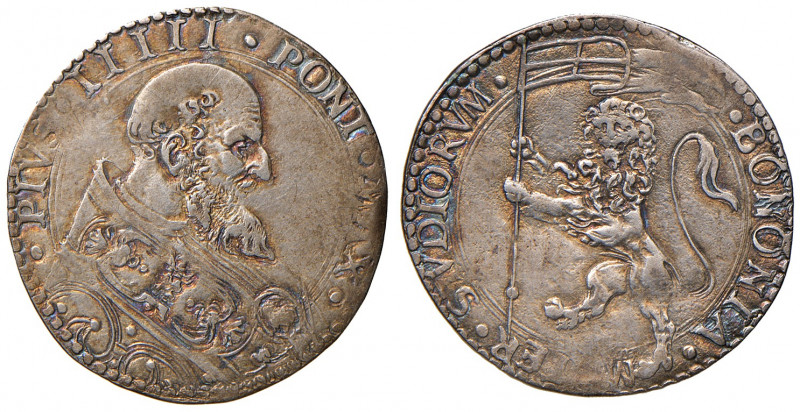 Bologna. Pio V (1566-1572). Bianco AG gr. 4,79. Muntoni 49. Berman 1116. Chimien...