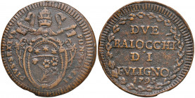 Foligno. Pio VI (1775-1799). Da 2 baiocchi 1795 anno XXI CU gr. 19,56. Muntoni 334. Berman 3101. Molto rara. BB