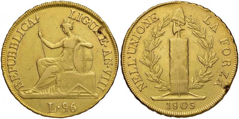 Genova. Repubblica Ligure (1798-1805). Da 96 lire anno VIII/1805 AV. Pagani 5. L...