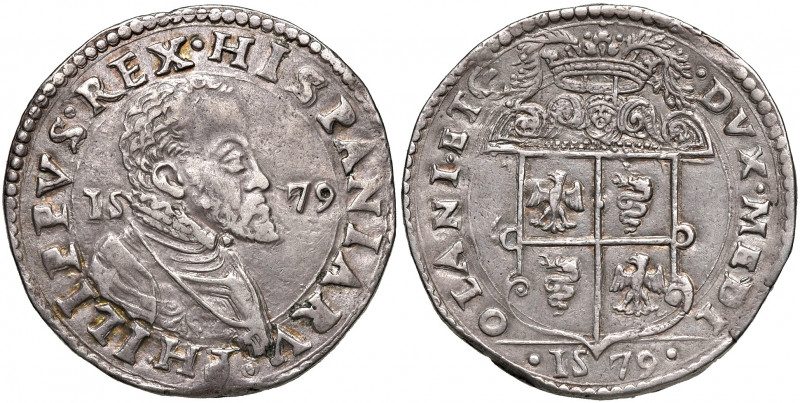 Milano. Filippo II re di Spagna (1556-1598). Scudo 1579 AG gr. 31,95. Crippa 11/...