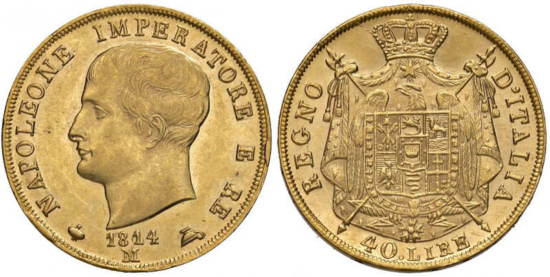 Milano. Napoleone I re d’Italia (1805-1814). Da 40 lire 1814 AV. Pagani 17a. Cri...