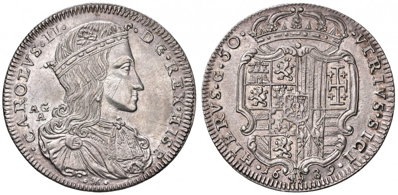 Napoli. Carlo II di Spagna (1665-1700). II periodo: re, 1674-1700. Da 50 grana o...