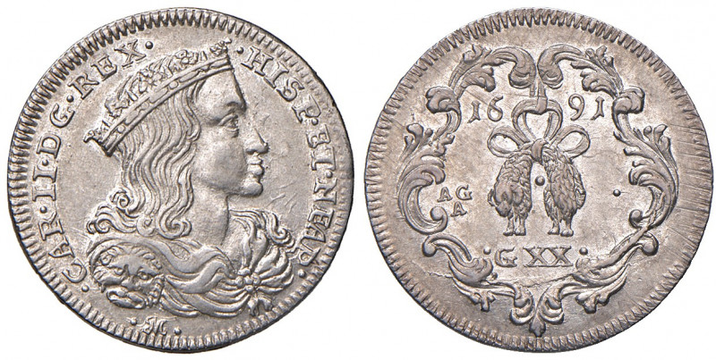 Napoli. Carlo II di Spagna (1665-1700). II periodo: re, 1674-1700. Da 20 grana o...