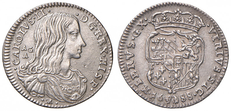 Napoli. Carlo II di Spagna (1665-1700). II periodo: re, 1674-1700. Da 10 grana o...