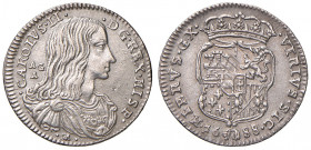 Napoli. Carlo II di Spagna (1665-1700). II periodo: re, 1674-1700. Da 10 grana o carlino 1688 AG gr. 2,53. P.R. 34a. MIR 302/2. q.SPL