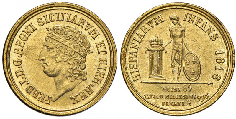 Napoli. Ferdinando I di Borbone (1816-1825). Da 3 ducati 1818 AV. Pagani 80a. P....