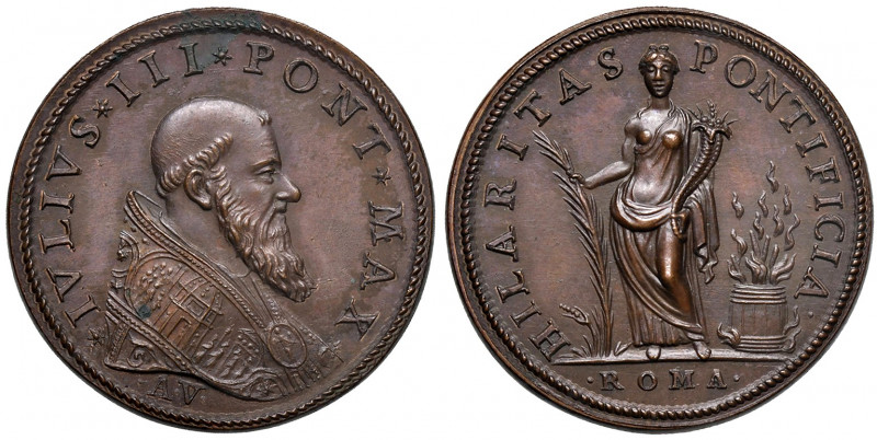 Roma. Giulio III (1550-1555). Medaglia anno V (1555) AE gr. 20,00 diam. 30,9 mm....