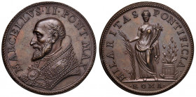Roma. Marcello II (9 aprile – 1 maggio 1555). Medaglia AE gr. 12,20 diam. 30,1 mm. Opus Gian Federico Bonzagni. Per la gioia del popolo romano. CNORP ...