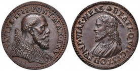Roma. Paolo IV (1555-1559). Medaglia anno V (1559) AE gr. 6,70 diam. 24,3 mm. Opus Gian Federico Bonzagni. Riconio Mazio del sec. XIX. CNORP 491. Ex a...