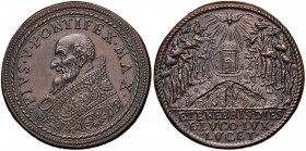 Roma. Pio V (1566-1572). Medaglia (1566) AE gr. 12,28 diam. 28,8 mm. Opus Gian Federico Bonzagni. Per la costruzione della tomba di Pio V. CNORP 592. ...
