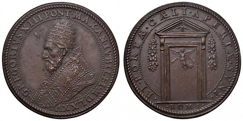 Roma. Gregorio XIII (1572-1585). Medaglia anno santo 1575 AE gr. 12,15 diam. 29,...