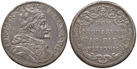 Roma. Innocenzo XI (1676-1689). Piastra anno VII AG gr. 31,80. Muntoni 35. Berman 2087. MIR 2172. Patina di medagliere, q.SPL