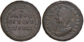 Tivoli. Pio VI (1775-1799). Madonnina da 5 baiocchi 1797 anno XXIII CU gr. 17,81. Muntoni 423. Berman 3151. Migliore di BB