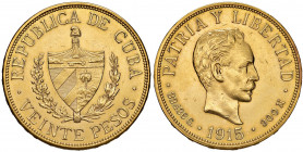 Cuba. Repubblica (1898-1959). Da 20 pesos 1915 AV gr. 33,43. Friedberg 1. SPL