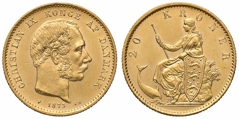 Danimarca. Cristiano IX (1863-1906). Da 20 corone 1873 AV gr. 8,95. Friedberg 29...