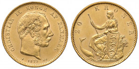 Danimarca. Cristiano IX (1863-1906). Da 20 corone 1873 AV gr. 8,95. Friedberg 295. q.FDC