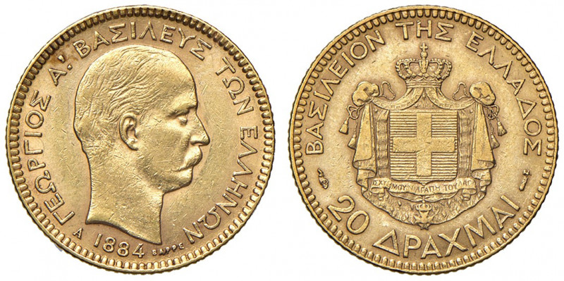 Grecia. Giorgio I (1863-1913). Da 20 dracme 1884 (Parigi) AV gr. 6,45. Friedberg...