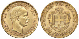 Grecia. Giorgio I (1863-1913). Da 20 dracme 1884 (Parigi) AV gr. 6,45. Friedberg 18. Buon BB