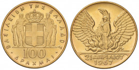 Grecia. Costantino II (1964-1973). Da 100 dracme 1967 (1970) AV gr. 32,24. Friedberg 21. FDC
