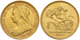 Regno Unito. Vittoria (1837-1901). Da 5 sovrane 1893 (Londra) AV gr. 39,96. Friedberg 394. Migliore di BB